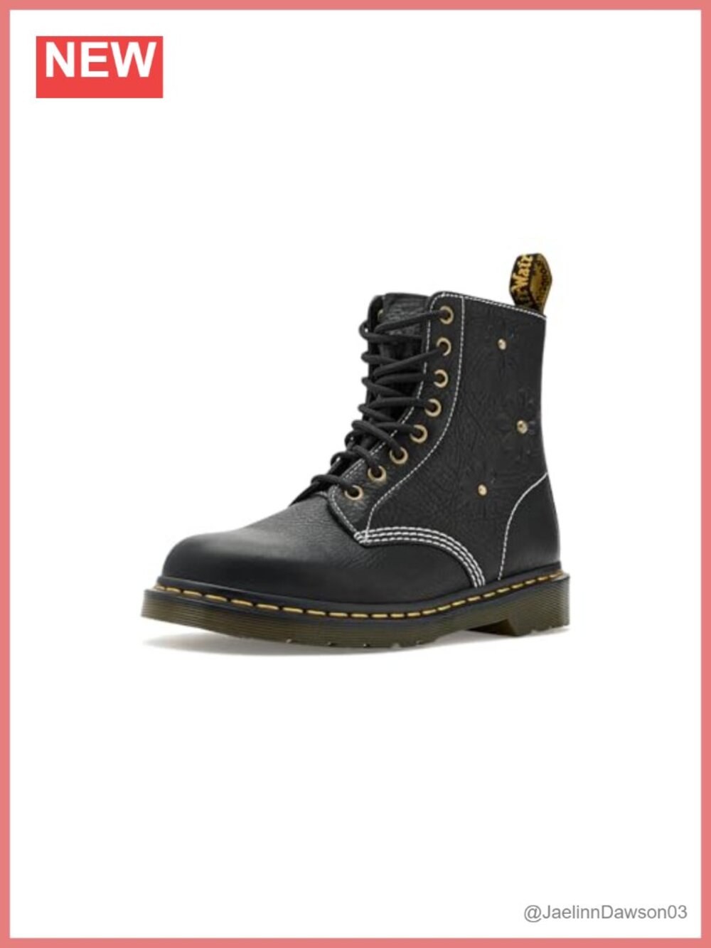 Dr. Martens 1460 Pascal Flower Combat Boots Grizzly Leather Womens Size 8